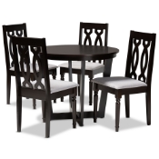 Baxton Studio Julie Modern and Contemporary Grey Fabric Upholstered and Dark Brown Finished Wood 5-Piece Dining Set
